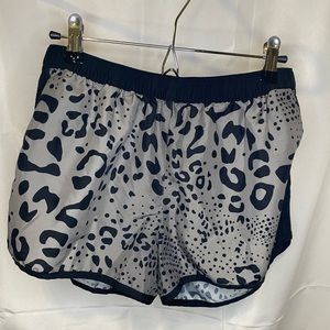Womens Adidas Athletic Shorts Running Sport Gym Leopard Print Gray Black Size M